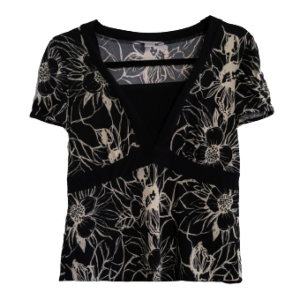Christopher & Banks Black floral print blouse